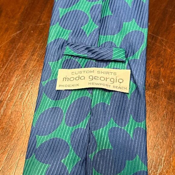 Vintage 1980s Silk Tie Echo Blue Green Abstract Men’s 58” - Picture 3 of 6